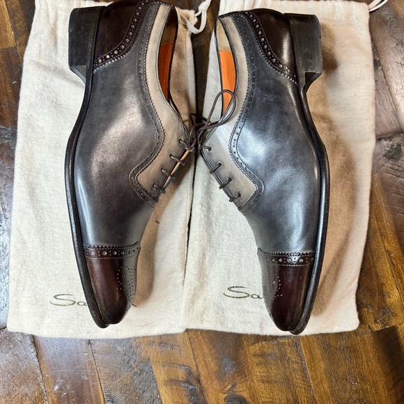 Santoni Two-Tone Leather Oxford Shoes size 10 - Picture 4 of 7
